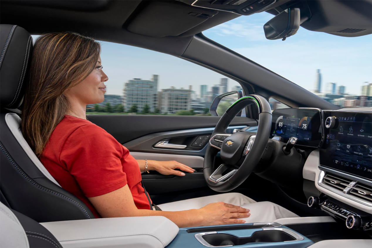 Driver's seat interior side overview of the 2024 Chevrolet Equinox EV.