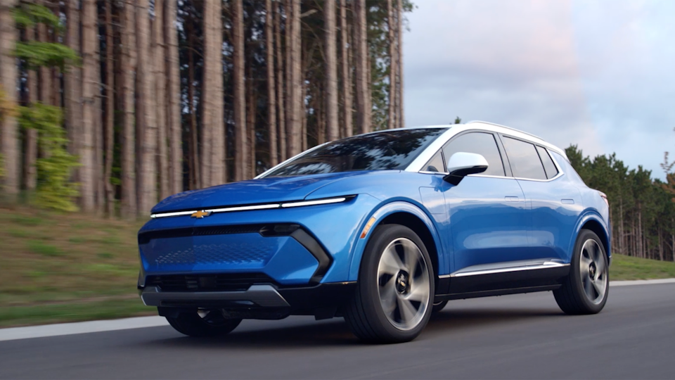 The 2024 Chevrolet Equinox EV while in motion.