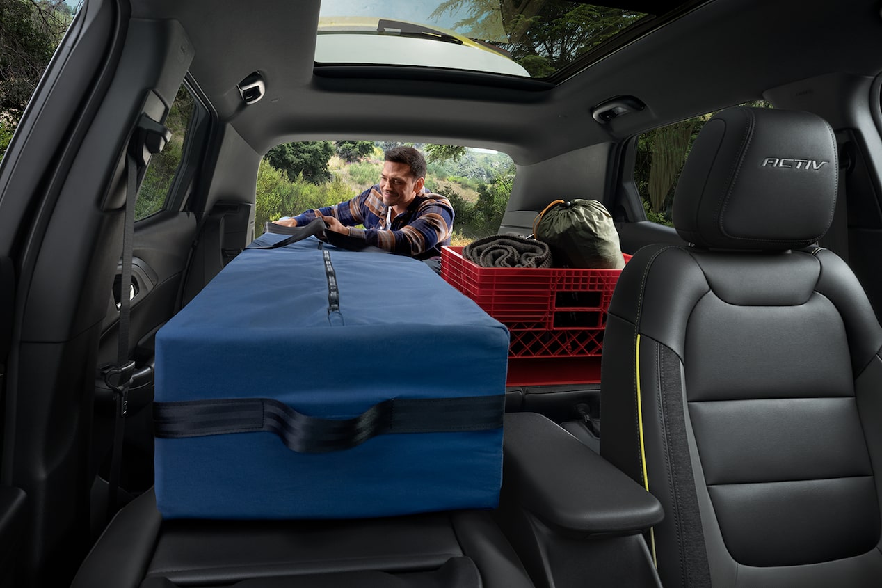 Fold-flat front passenger seat of the 2024 Chevrolet Trailblazer.