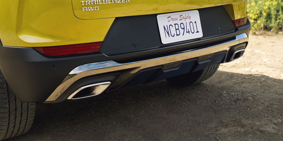 Close-up view of the rear bumper of the 2024 Chevrolet Trailblazer.