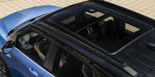 Exterior view of the panoramic sunroof of the 2024 Chevrolet Trailblazer.