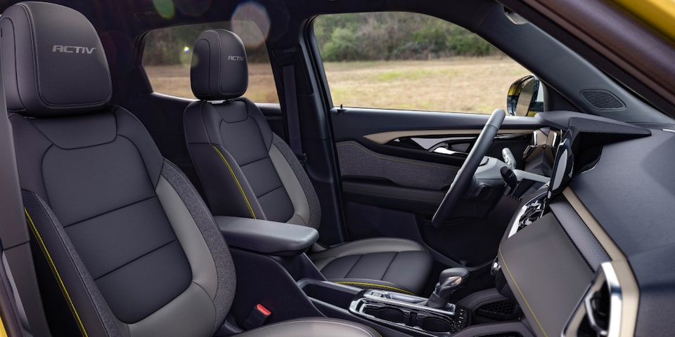 Outsider's point of view on the interiors of the 2024 Chevrolet Trailblazer.