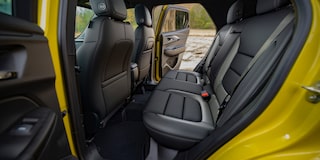 Outsider's point of view of the rear passenger seating of the 2024 Chevrolet Trailblazer.