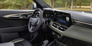 Front passenger's perspective of the interiors of the 2024 Chevrolet Trailblazer.