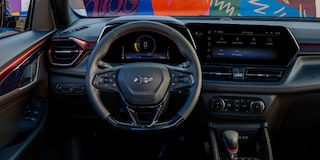 Driver's perspective of the interiors of the 2024 Chevrolet Trailblazer.