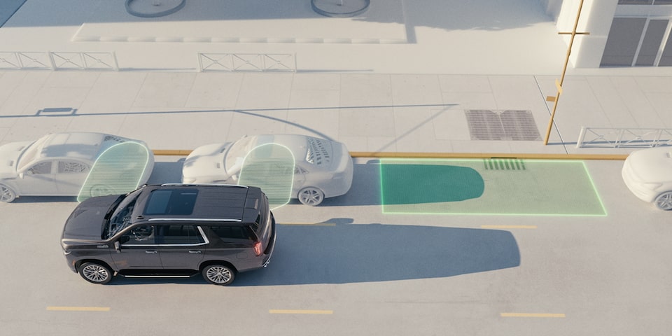 Vidéo de démonstration d’une caractéristique de sécurité du Chevrolet Suburban 2025 : aide au stationnement automatique. 