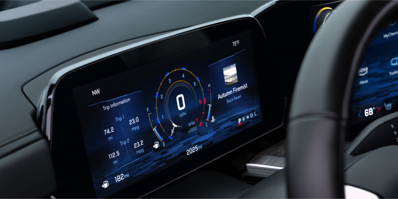 Close-up view of the dashboard on the 2025 Chevrolet Tahoe SUV.