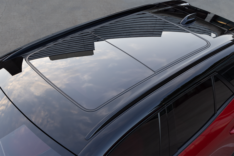 Over head view of the sunroof of the 2025 Chevrolet Blazer EV.