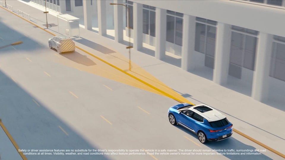 Illustration of the Adaptive Cruise Control feature on the 2025 Chevrolet Equinox EV.