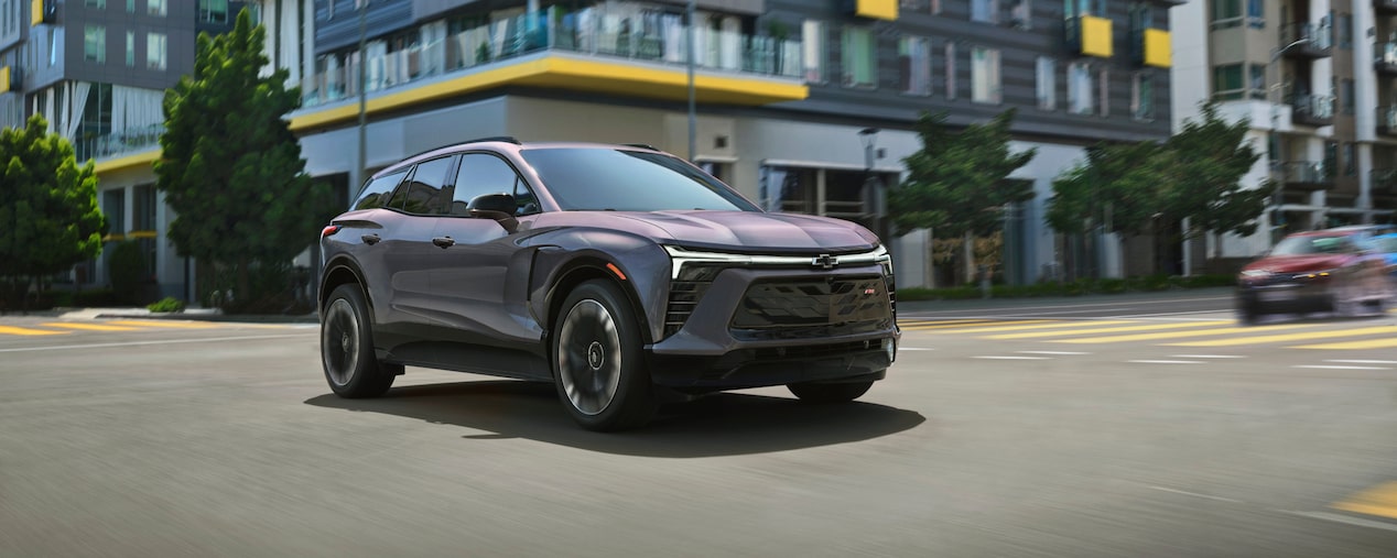 Blazer EV Driving Through a Downtown Intersection