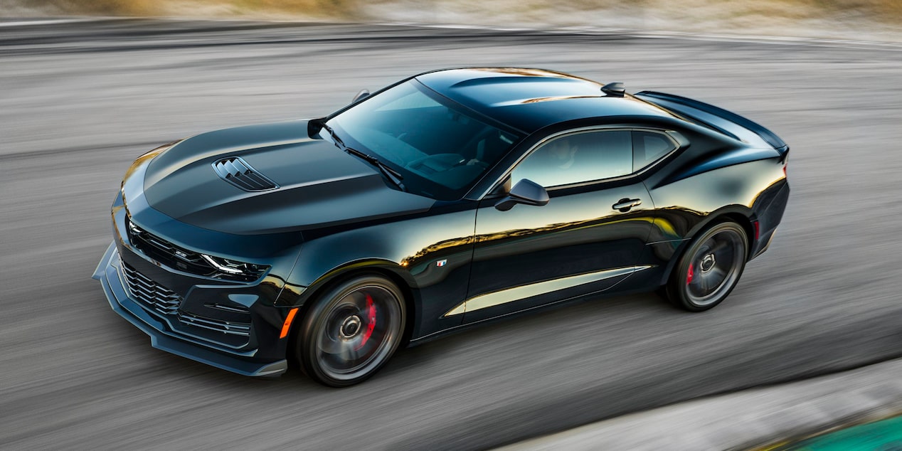 Black 2024 Chevrolet Camaro Speeding Down Country Road