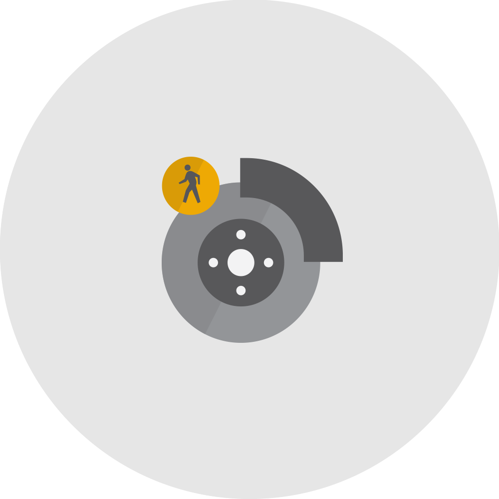 Front pedestrian breaking icon.