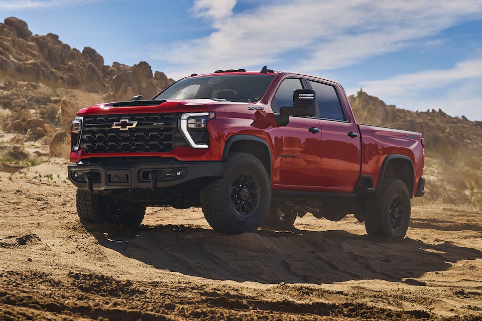 2025 Chevrolet Silverado ZR2 Bison HD pickup truck parked on a canyon.