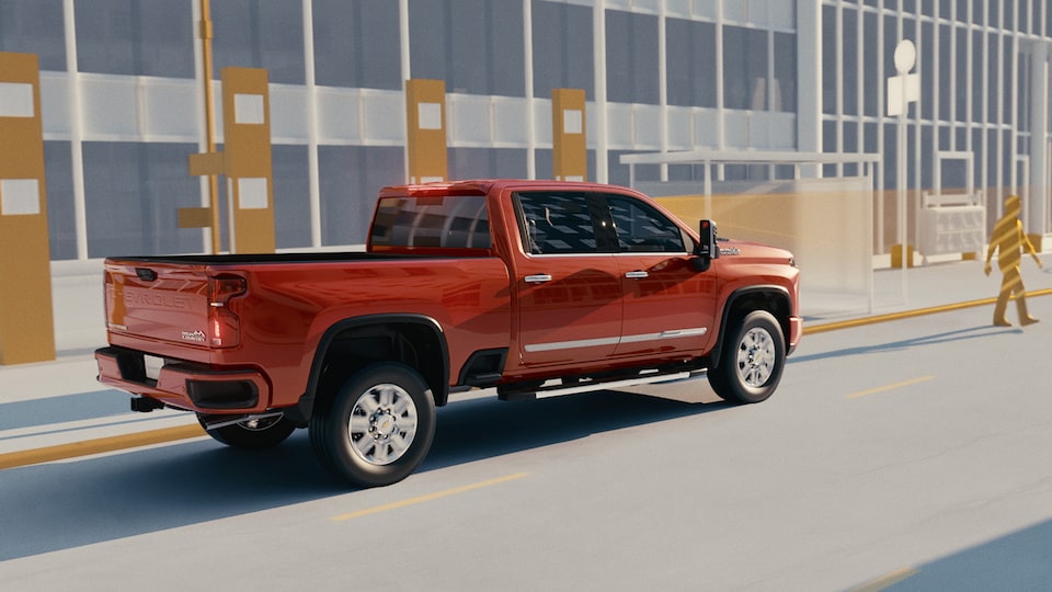 Front Pedestrian Braking video for the 2025 Chevrolet Silverado HD.