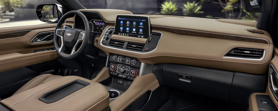 Interior of the 2021 Chevrolet Tahoe and Suburban with driver-centric enhancements.