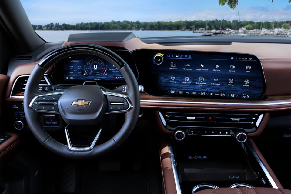 View of the Steering Wheel and Infotainment System in the 2025 Chevrolet Suburban SUV