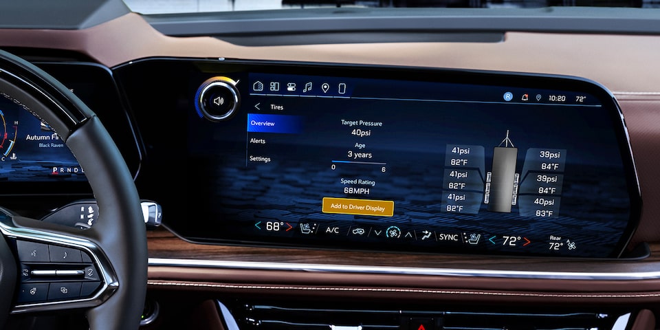 Close-up View of Vehicle Information on the Infotainment System in the 2025 Chevrolet Suburban SUV