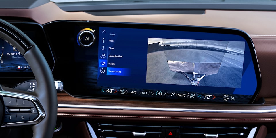 Close-up View of Vehicle Information on the Infotainment System in the 2025 Chevrolet Suburban SUV