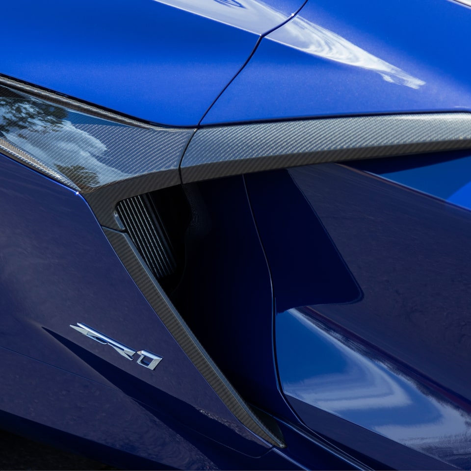 Close up view on the headlights of the 2025 Chevrolet Corvette ZR1.