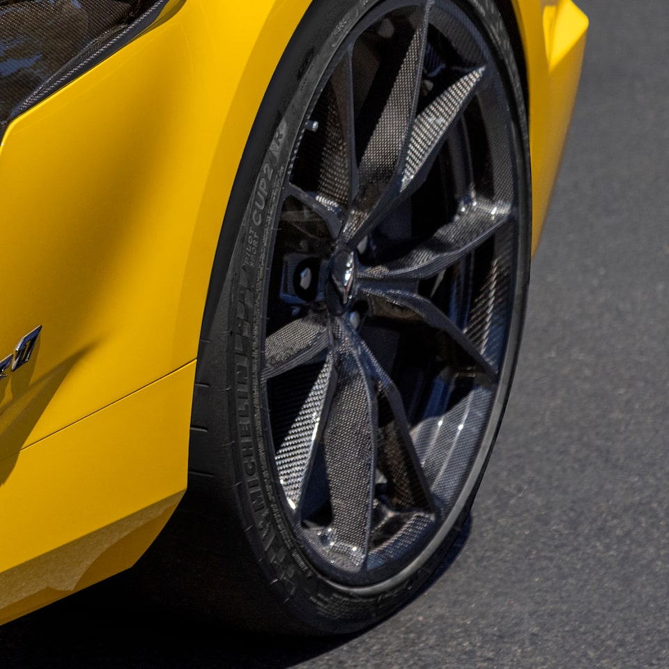 Close up of the wheels on the 2025 Chevrolet Corvette ZR1.