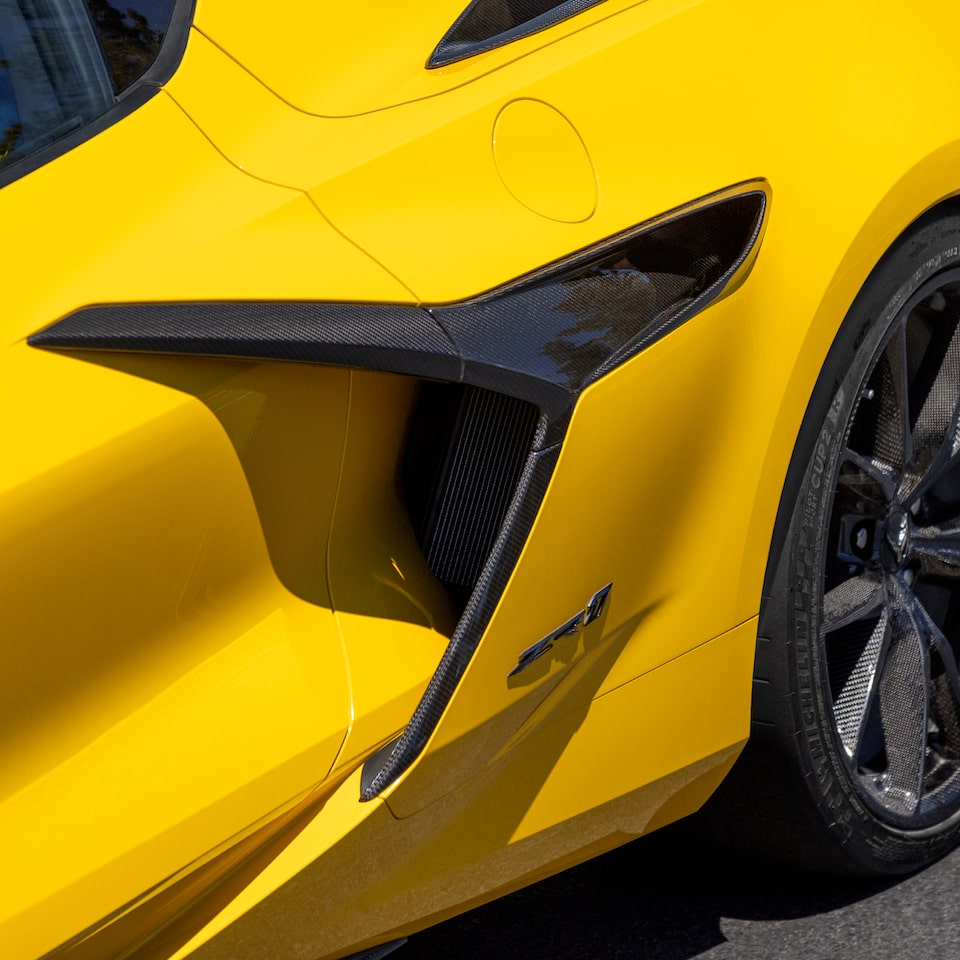 Close up view of the side door panel design on the 2025 Chevrolet Corvette ZR1.