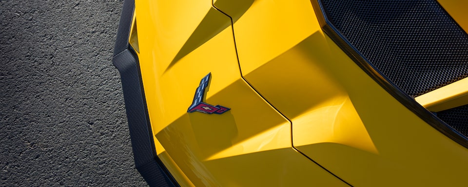 The Corvette insignia etched on the 2025 Chevrolet Corvette ZR1.